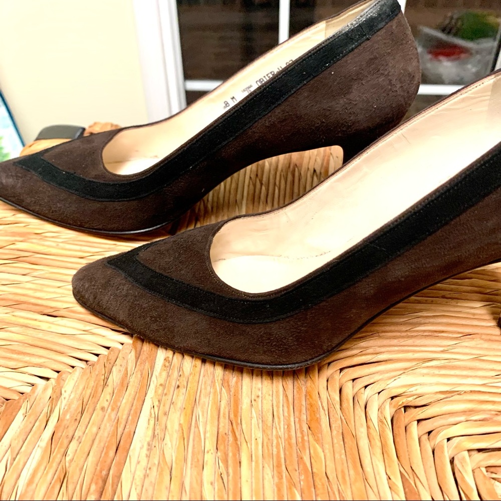 Bally Luxury Brown and Black Suede Heels